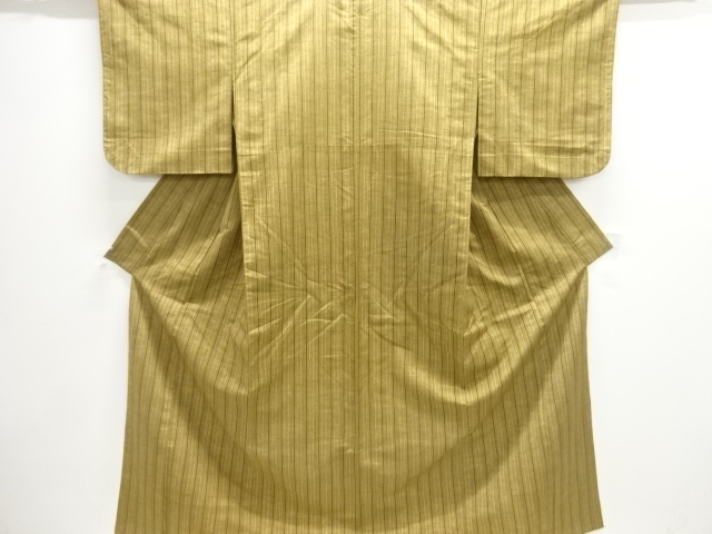 縞織り出し手織り紬単衣着物